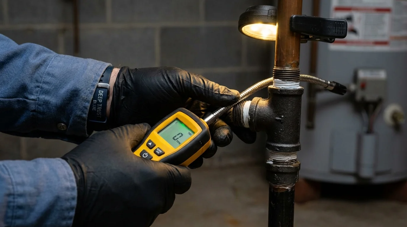 Gas leak detection with electronic sniffer by Johns Plumbing LLC in Fairview