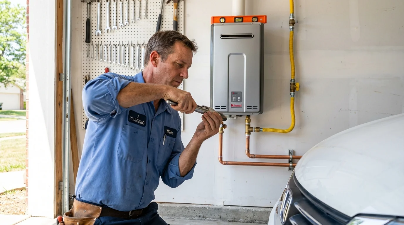Tankless water heater installation by a Johns Plumbing LLC plumber in Fairview